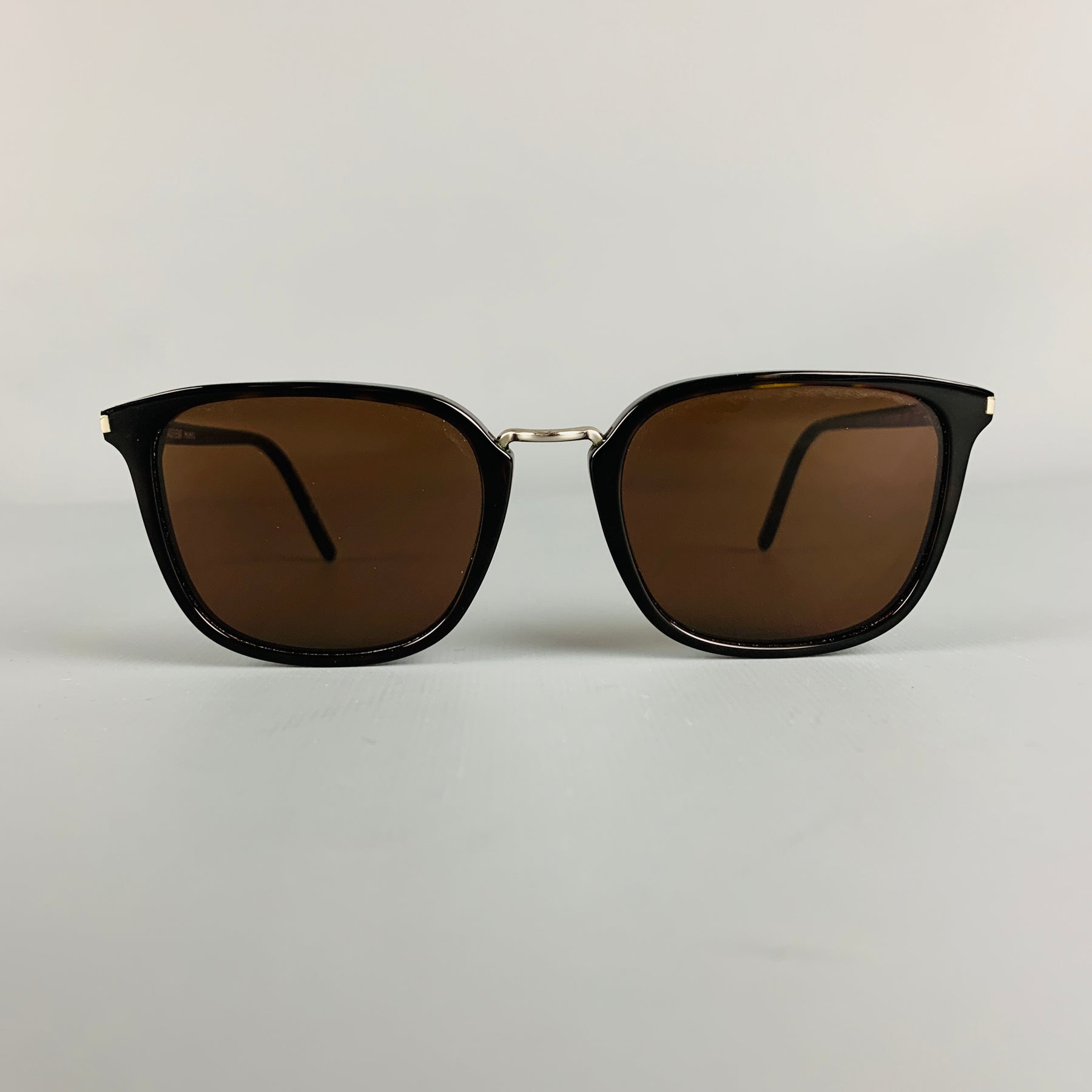 Saint Laurent Tortoiseshell-Effect Sunglasses in Brown Acetate SAINT LAURENT EYEWEAR Square-frame tortoiseshell acetate  main image 2