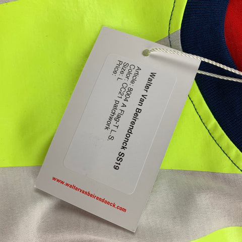 WALTER VAN BEIRENDONCK Size L Multi-Color Patchwork Cotton Long Sleeve T-shirt