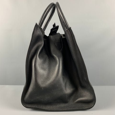CELINE Sac à main en cuir noir Sac à main