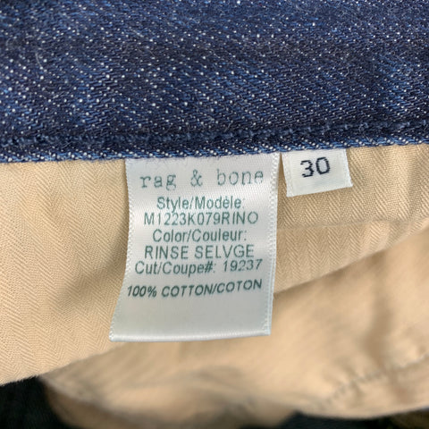 RAG & BONE Size 30 Dark Blue Cotton Button Fly Slim Fit Jeans