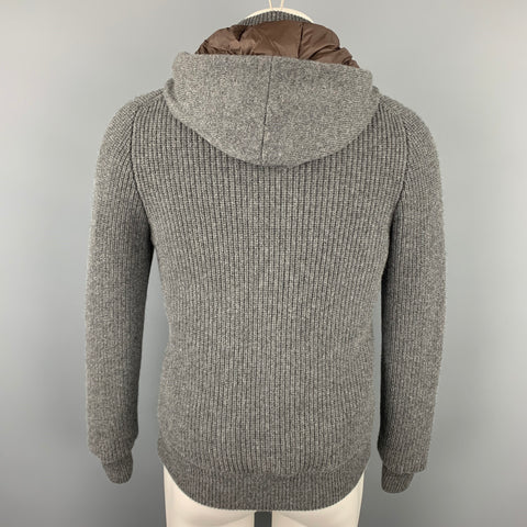 BRUNELLO CUCINELLI Size 40 Dark Gray Knitted Cashmere Buttoned Jacket