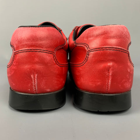 PRADA Sport Size 9.5 Red Leather Hook & Loop Loafers