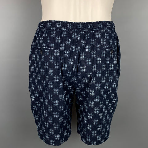 OFFICINE GENERALE Talla 32 Pantalones cortos con cordón de algodón índigo