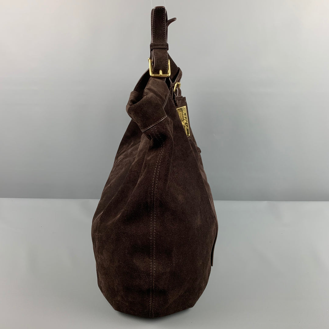 RALPH LAUREN Brown Suede Hobo Handbag