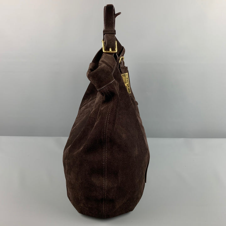 RALPH LAUREN Brown Suede Hobo Handbag
