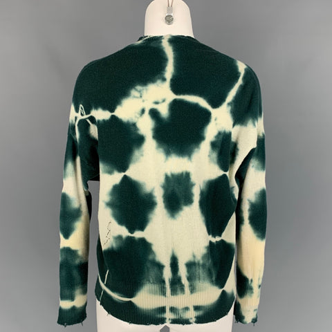 PRIVE' 45 Size S Green & Cream Tie Dye Cashmere Pullover