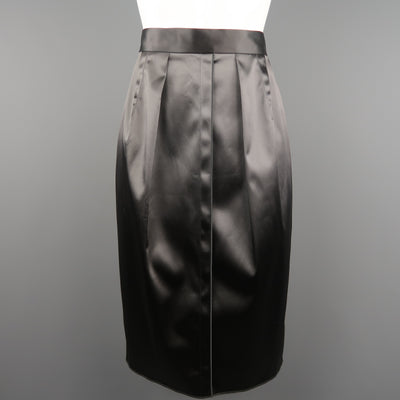 DOLCE & GABBANA Size 4 Gray Stretch Satin Darted Pencil Skirt