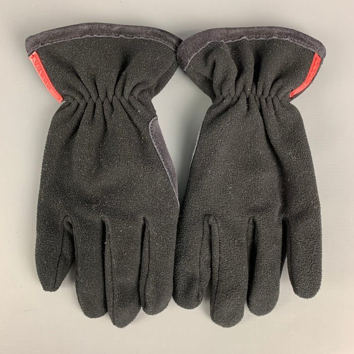 Vintage PRADA Size 7 Black Mixed Fabrics Polyester Blend Gloves