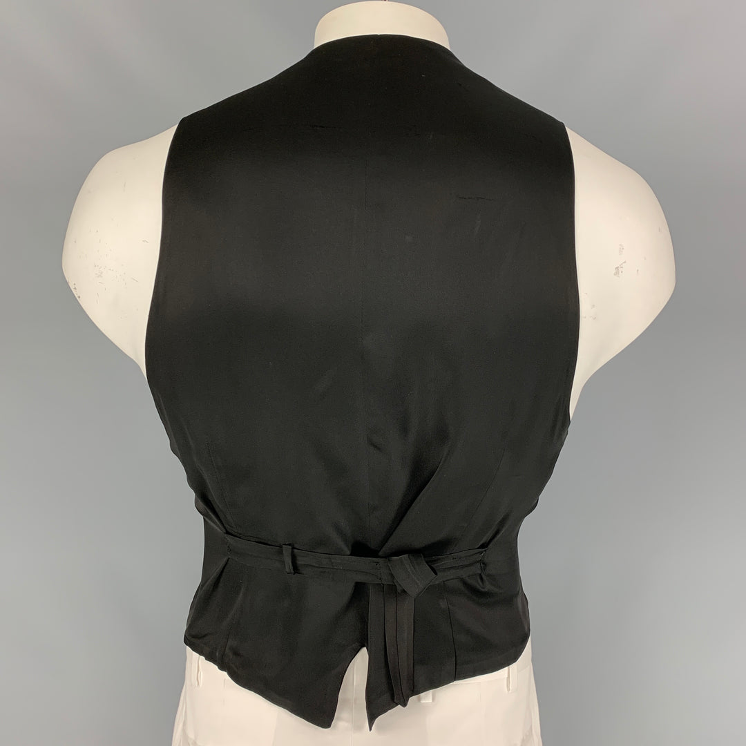 GIORGIO ARMANI Size 46 Black Velvet Cotton / Silk Deep Neck Vest