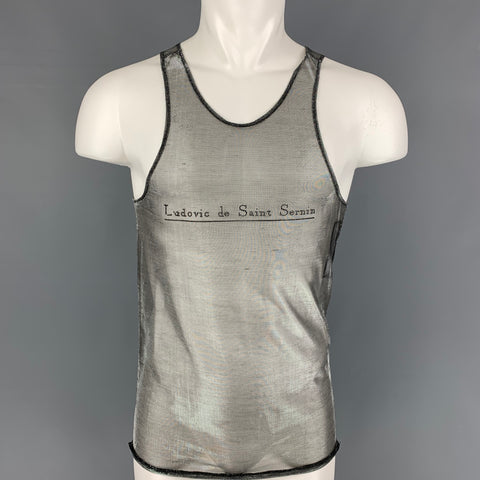 LUDOVIC DE SAINT SERNIN Size L Silver Metallic Viscose Tank Top