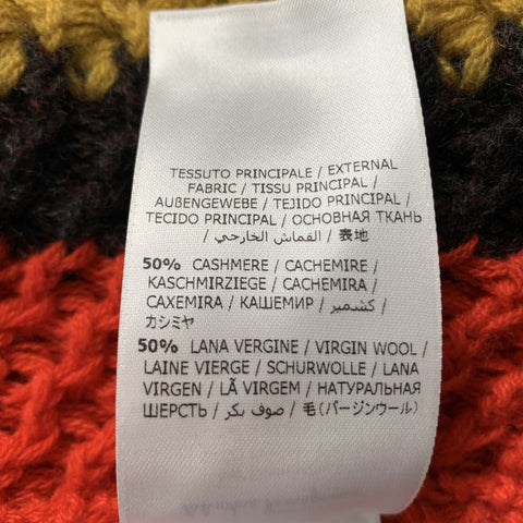 SALVATORE FERRAGAMO Size L Brown Orange Stripe Cashmere Wool Sweater