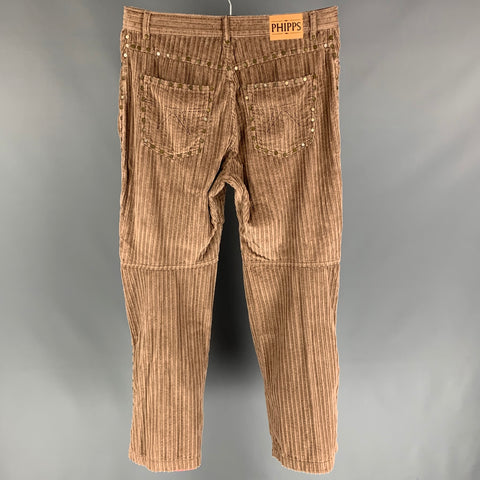 PHIPPS Size 36 Brown Corduroy Cotton Button Fly Casual Pants