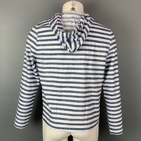 CASTAWAY Size S Blue & White Stripe Nautical Hooded Jacket