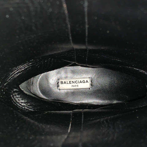 BALENCIAGA Size 9.5 Black Leather Distressed Western Boots
