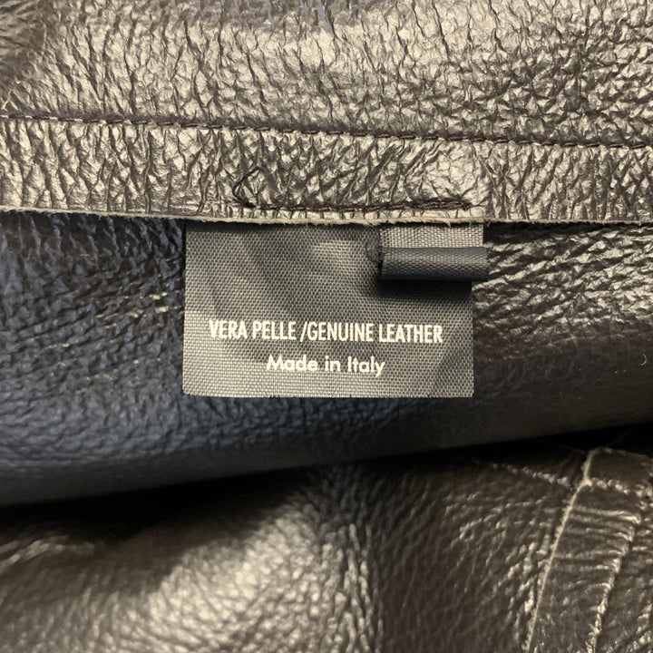 NEIL BARRETT Size M Brown Distressed Leather Notch Lapel Blazer
