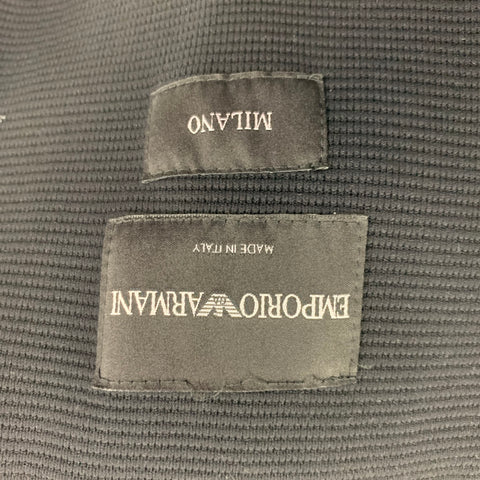 EMPORIO ARMANI Size 46 Black Ribbed Polyamide Blend Sport Coat
