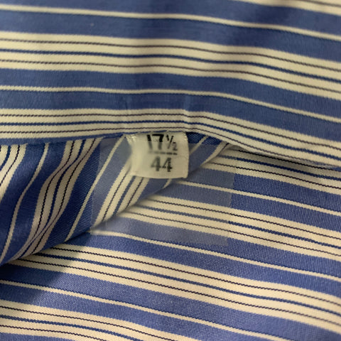 KITON Size XL White & Blue Stripe Cotton Button Down Long Sleeve Shirt