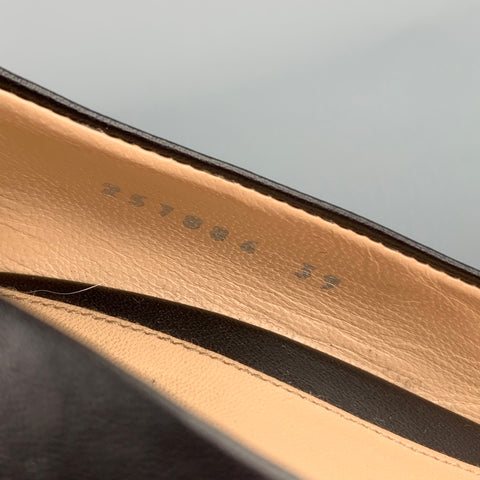 GUCCI Taille 9 Escarpins Peep Toe en cuir noir avec mors