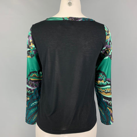 EMILIO PUCCI Taille 4 Haut de robe abstrait en soie multicolore vert
