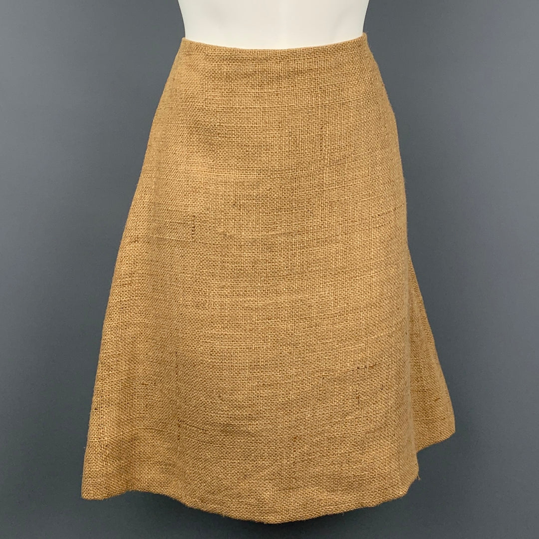 DOLCE & GABBANA 2013 Size 6 / IT 42  Natural Woven Jute A-line Skirt
