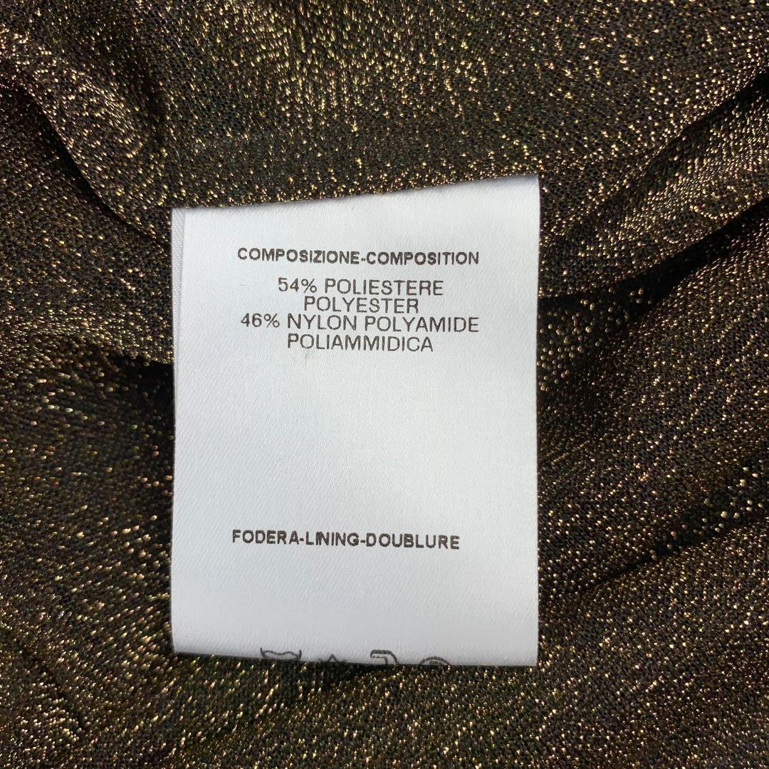 GUCCI Size 6 Gold & Black Lurex Polyester / Nylon V-Neck Dress Top