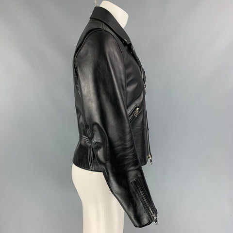 BOTTEGA VENETA by DANIEL LEE Pre-Fall 2019 Size 40 Black Calf Leather Biker Jacket