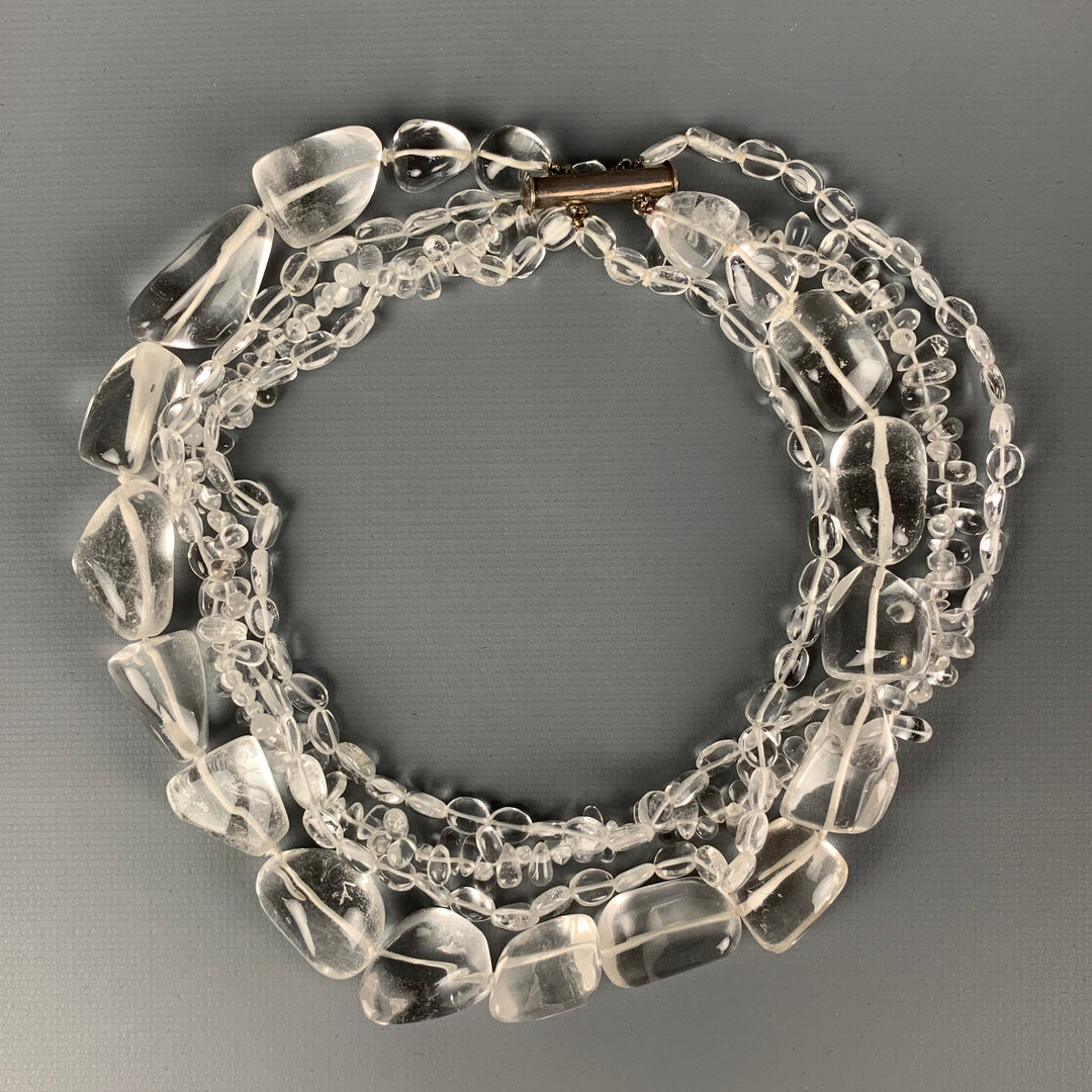 VINTAGE Clear Rock Crystal Choker Necklace