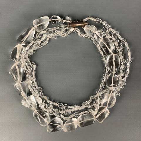 Collier ras du cou en cristal de roche clair VINTAGE