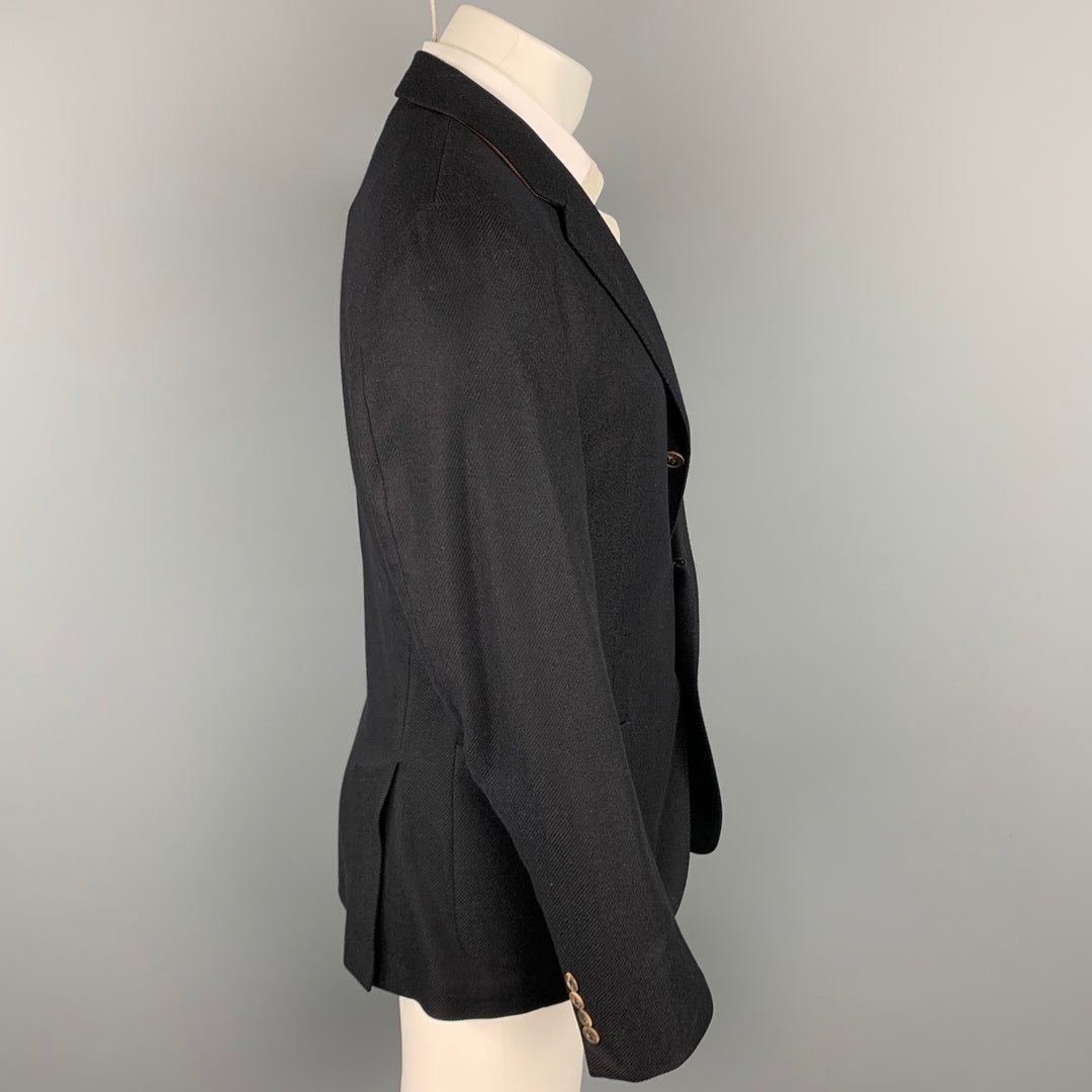 LORO PIANA Taille 38 Manteau de sport à revers cranté en cachemire noir