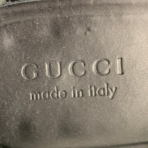 GUCCI Size 9 Black Perforated Leather Tiger's Head Buckle Loafers