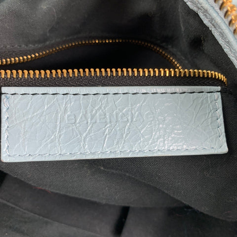 BALENCIAGA Light Blue Gold Tone Hardware Leather Bag