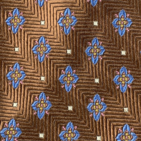 ROBERT TALBOTT Brown Blue Jacquard Silk Tie