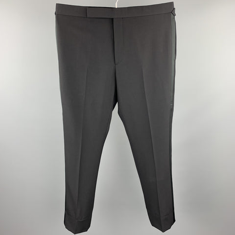 RALPH LAUREN Purple Label Size 33 Black Wool Side Tabs Dress Pants