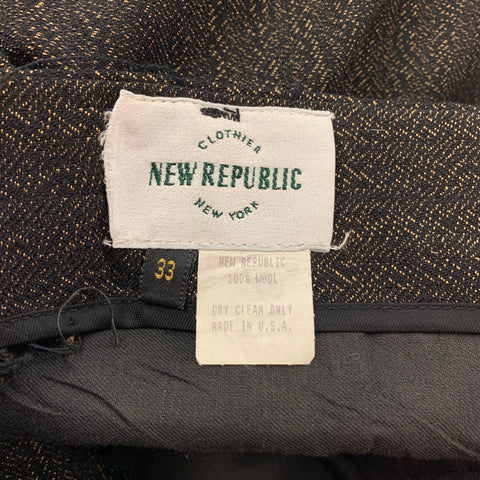 NEW REPUBLIC Size 44 Black & Brown Wool Single Breasted Notch Lapel Suit