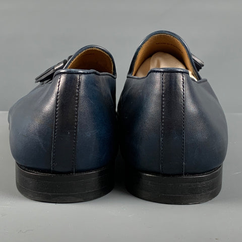MAGNANNI Size 9.5 Navy Leather Tassels Loafers
