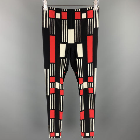 ALEXANDER MCQUEEN Size L Black & Red Polyamide / Eastane Leggings