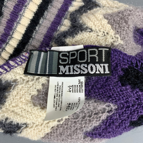 MISSONI SPORT Purple & Grey Knitted Wool / Cashmere Beanie