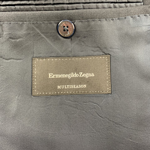 ERMENEGILDO ZEGNA Size 42 Regular Black Wool Notch Lapel Suit