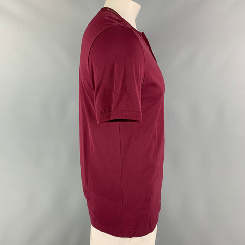 DOLCE & GABBANA Size M Burgundy Cotton Henley T-shirt