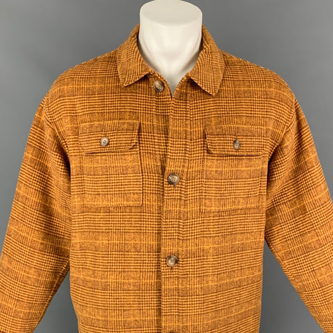 OPENING CEREMONY Size S Tan & Brown Plaid Polyester Blend Reversible Long Sleeve Shirt