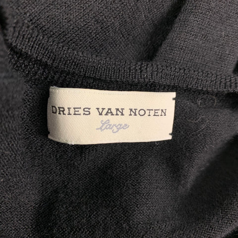 DRIES VAN NOTEN Size L Black Knit Short Sleeve Pullover