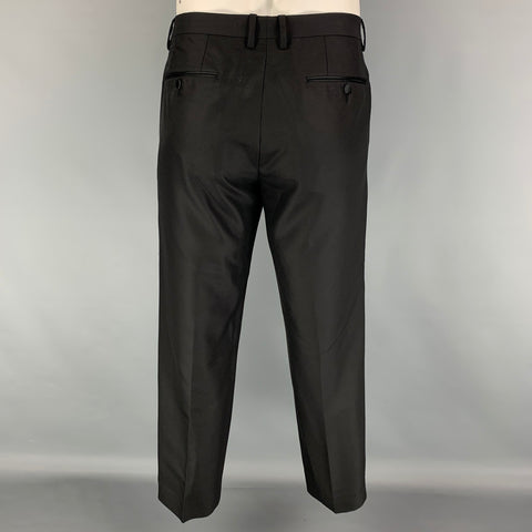DOLCE & GABBANA Sicilia Size 42 Short Black Woven Wool Shawl Collar Tuxedo 3 Piece Suit