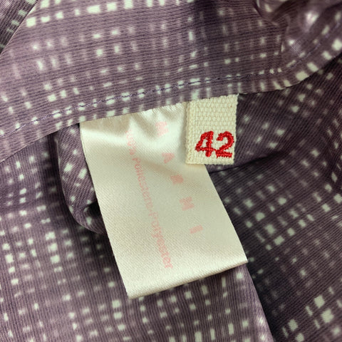 MARNI Size 6 Eggplant White Polyester Plaid 3/4 Sleeves Dress