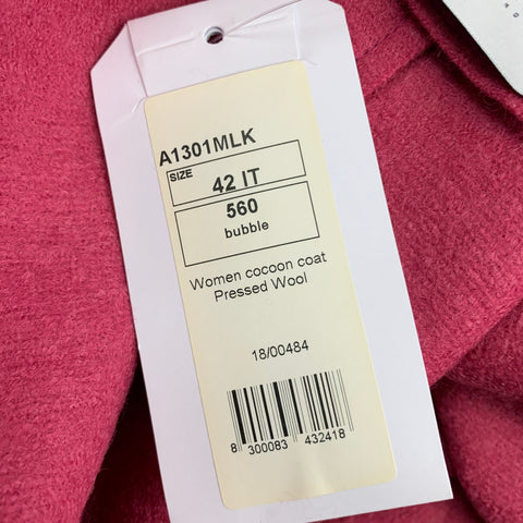 HARRIS WHARF LONDON Size 6 Rose Wool Notch Lapel Cocoon Coat