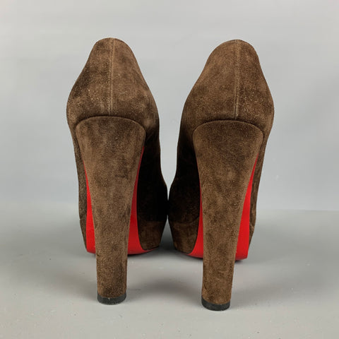 CHRISTIAN LOUBOUTIN Talla 6 Zapatos de tacón con plataforma de ante marrón