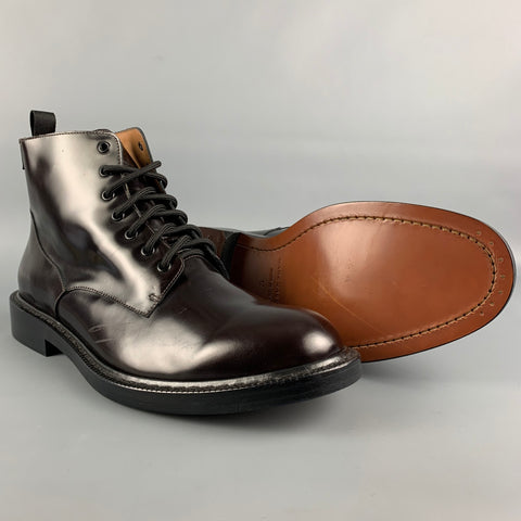 MARC JACOBS Size 12 Brown Leather Lace Up Ankle Boots