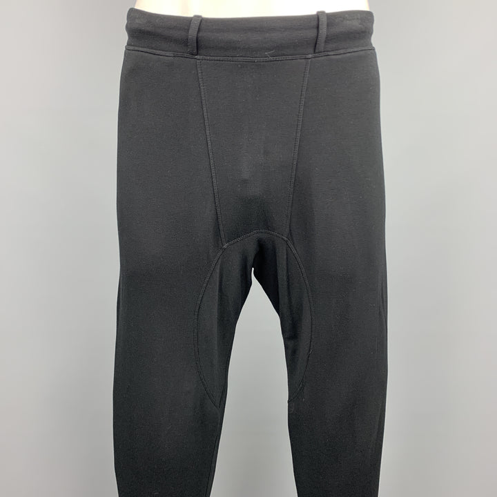 NEIL BARRETT Size L Black Viscose Drop-Crotch Casual Pants