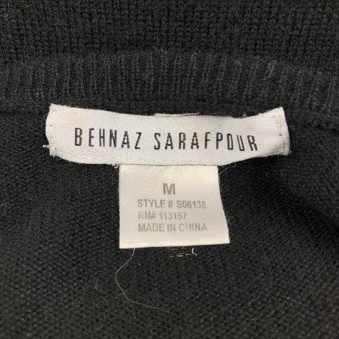 BEHNAZ SARAFPOUR Size M Black & Cream Silk / Cashmere Cardigan