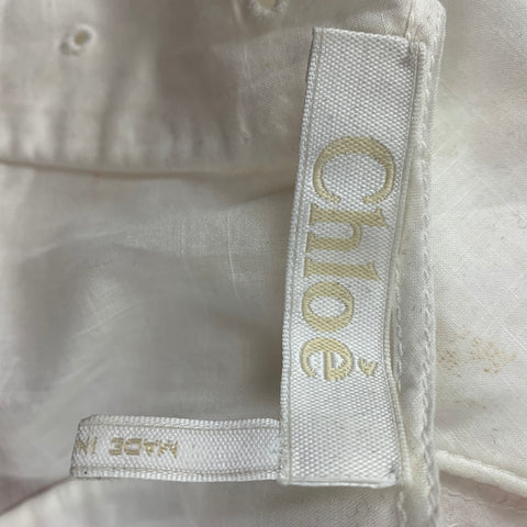 CHLOE Taille 2 Haut décontracté en coton blanc cassé avec cordon de serrage