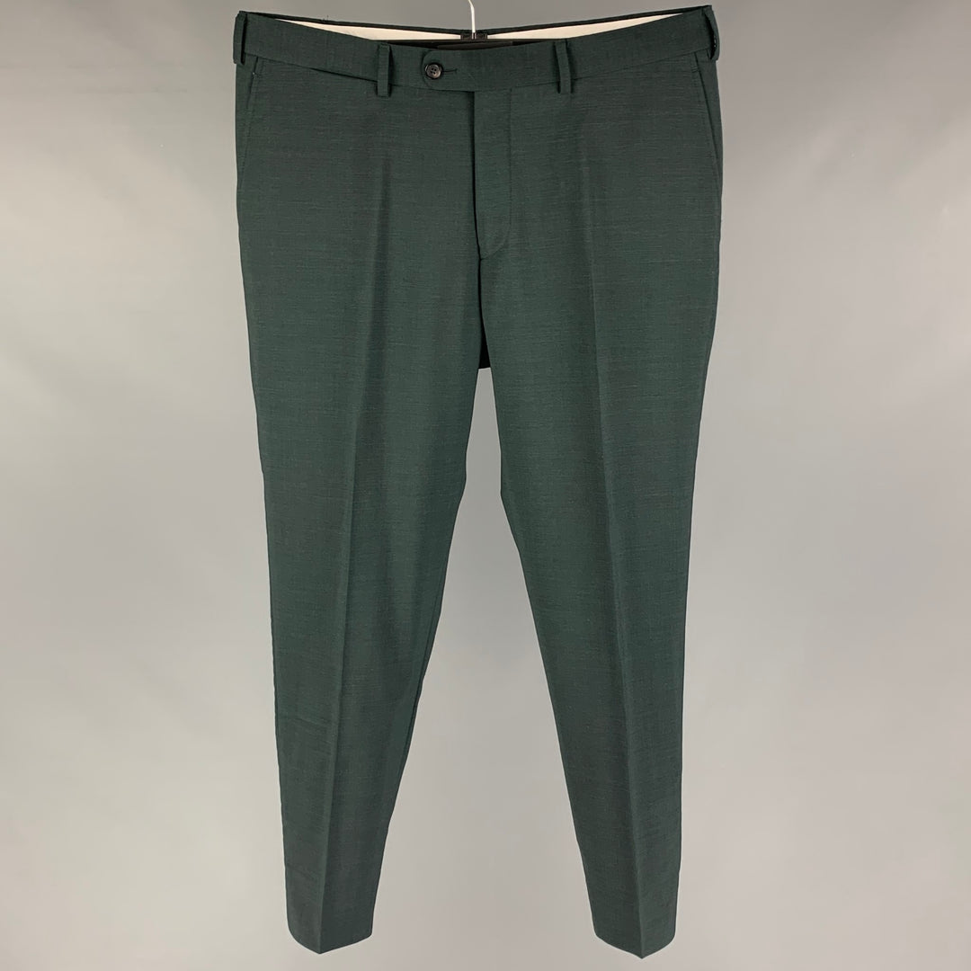 SUITSUPPLY Size 34 Green Forest Green Wool Zip Fly Dress Pants